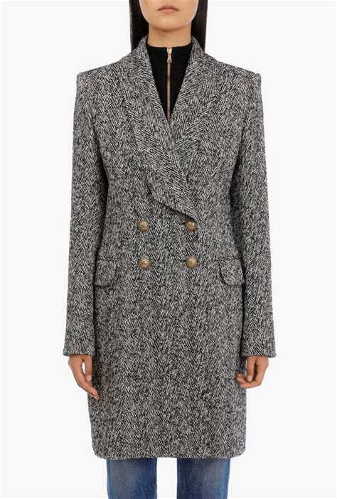 burberry black and white wool chevron coat